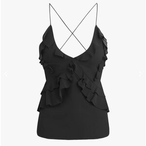 Black Ruffle Strappy Top